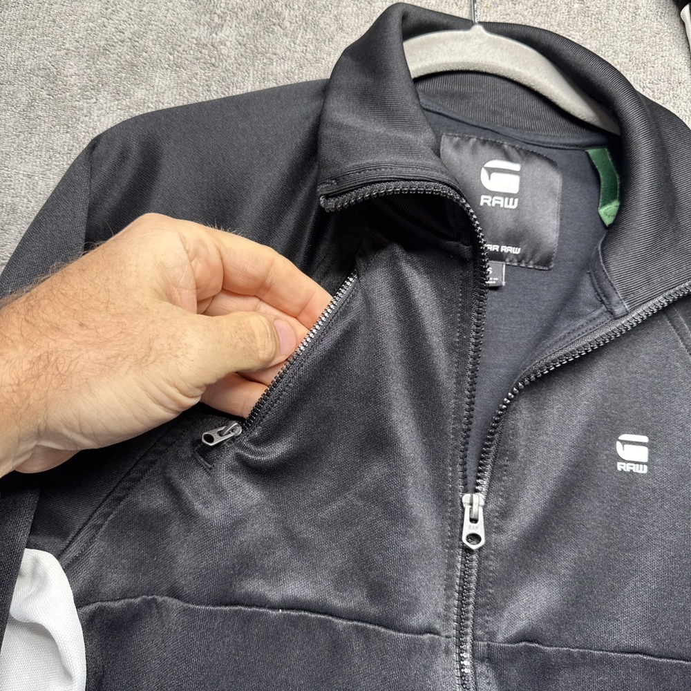 G Star Raw Ore Tracktop Raglan Sleeve Black White‎ Zip Jacket Streetwear Small - Picture 4 of 10